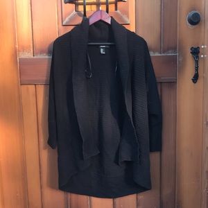 3/4 Sleeve - Black Thick Slouchy Cardigan